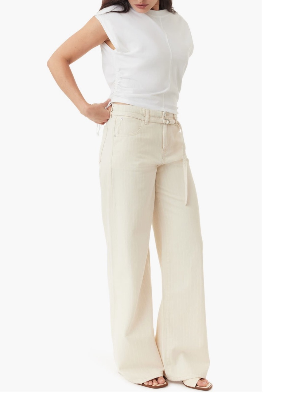 Habitual Brynn striped wide leg sand stripe